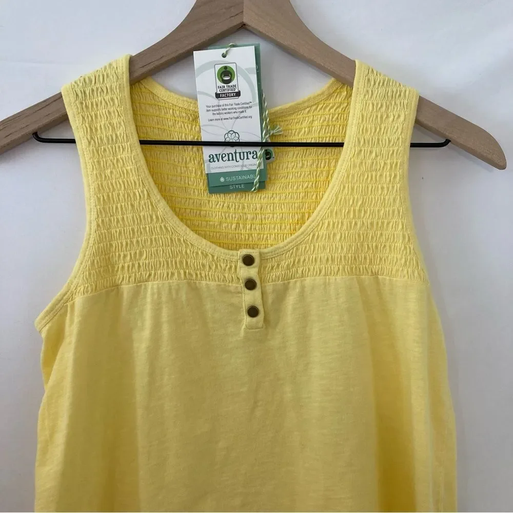 NWT Aventura Yellow Essex Tank Top Small Organic Cotton Smocked Top